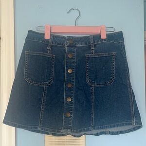 Altar'd State Jean Mini A-Line Skirt